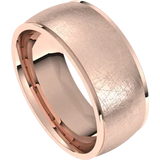 8mm Winter Ice Sand Blasted Wedding Band with Stepped Edge 14K Gold