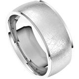 8mm Winter Ice Sand Blasted Wedding Band with Stepped Edge 14K Gold