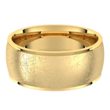 8mm Winter Ice Sand Blasted Wedding Band with Stepped Edge 14K Gold