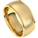 8mm Winter Ice Sand Blasted Wedding Band with Stepped Edge 14K Gold