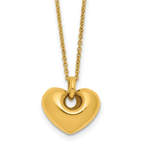 Puffy Heart Necklace in 14K Yellow Gold