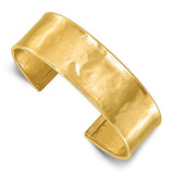 Hammered Cuff Bracelet 19mm in 18K Yellow Gold from Italy