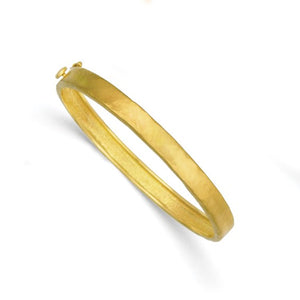 6mm Hammered Hinged Bangle Bracelet in 18K Yellow Gold