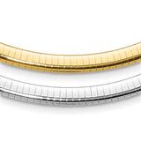 6mm Reversible Domed Omega Necklace and Bracelet in 14K White and Yellow Gold