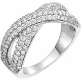 Criss Cross Triple Row Diamond Ring 1.00 Ct. in 14K White Gold