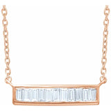 Baguette Diamond Bar Necklace in 14K Gold