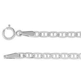 2.25mm Solid Anchor Chain in 14K White or Yellow Gold