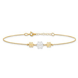 Flower Power Ankle Bracelet in Two Tone 14K Gold