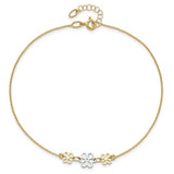 Flower Power Ankle Bracelet in Two Tone 14K Gold