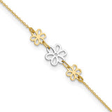 Flower Power Ankle Bracelet in Two Tone 14K Gold