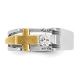 Two-Tone Contemporary .33 ct. Men's Diamond Cross Ring 10K or 14K Gold