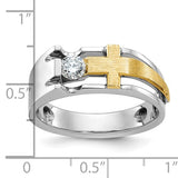 Two-Tone Contemporary .33 ct. Men's Diamond Cross Ring 10K or 14K Gold