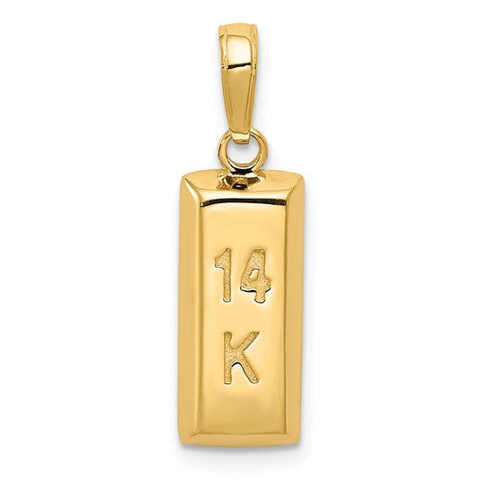 14K 3-D Gold Bar Pendant
