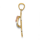 Plumeria Flower Flip Flop Hawaiian Gold Pendant in 14K Tri-Color Gold