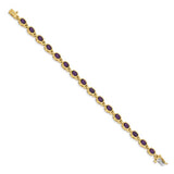 Garnet Bracelet Bezel Set Oval in 14K Yellow Gold