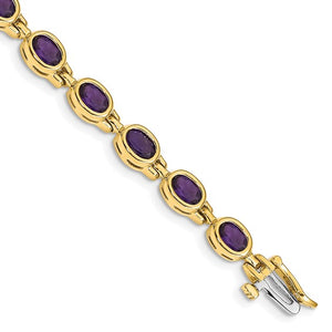 Garnet Bracelet Bezel Set Oval in 14K Yellow Gold