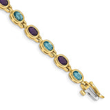 Amethyst and Swiss Blue Topaz Bracelet in 14K Yellow Gold