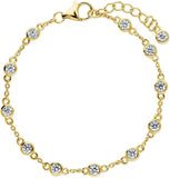 CZ's by the Yard Station Bracelet Sterling or Yellow Gold Plated
