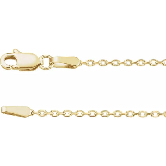 1.4mm Diamond Cut Cable Chain in 18K White or Yellow Gold