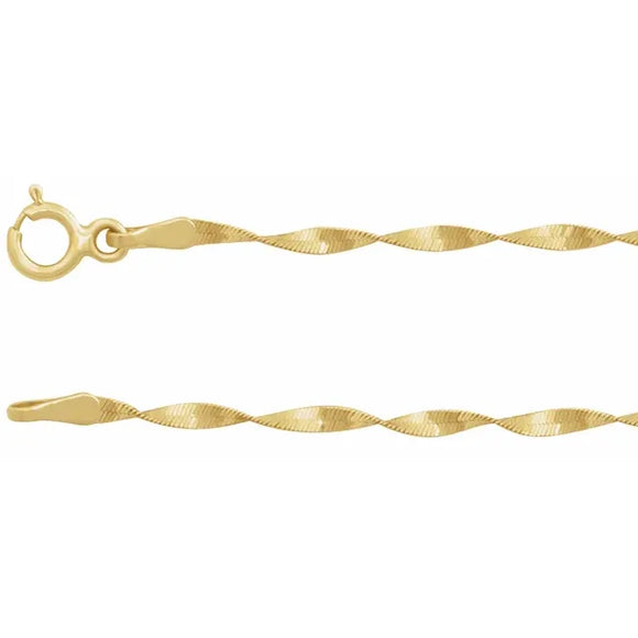 302® Fine Jewelry 1.6mm Twisted Herringbone Chain in 14K Yellow Gold