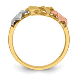 3 Plumeria Flower Hawaiian Gold Ring in 14K Tri-Color Gold