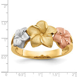 3 Plumeria Flower Hawaiian Gold Ring in 14K Tri-Color Gold