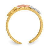 Plumeria Flower Hawaiian Gold Toe Ring in 14K Tri-Color Gold