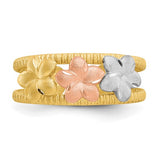 Plumeria Flower Hawaiian Gold Toe Ring in 14K Tri-Color Gold