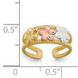 Plumeria Flower Hawaiian Gold Toe Ring in 14K Tri-Color Gold
