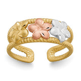 Plumeria Flower Hawaiian Gold Toe Ring in 14K Tri-Color Gold