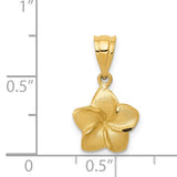 Plumeria Flower Hawaiian Gold Pendant 2 Sizes in 14K Yellow Gold