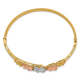 Plumeria Flower Hawaiian Gold Hinged Bangle Bracelet in 14K Tri-Color Gold