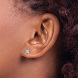 Princess Cut Lab Grown Diamond Stud Earrings .75 TCW in 14K Gold