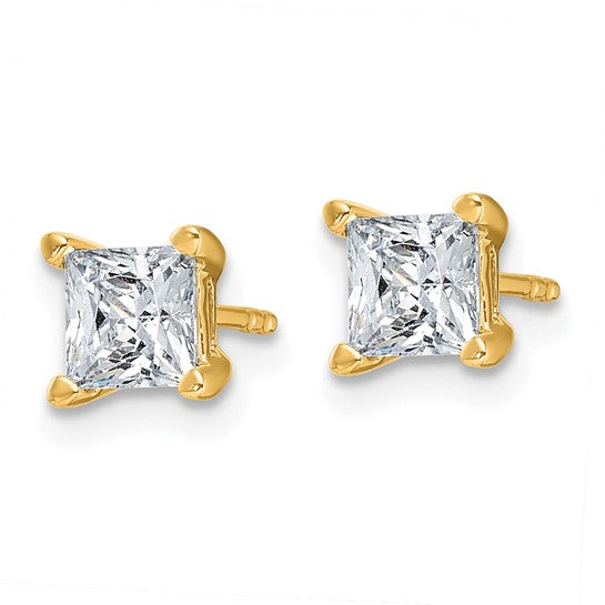 Princess Cut Lab Grown Diamond Stud Earrings 1.50 Ct. TCW in 14K Gold