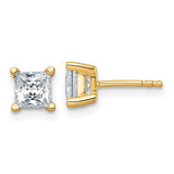 Princess Cut Lab Grown Diamond Stud Earrings 1.50 Ct. TCW in 14K Gold