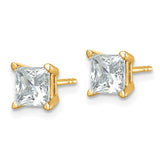 Princess Cut Lab Grown Diamond Stud Earrings .75 TCW in 14K Gold