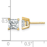 Princess Cut Lab Grown Diamond Stud Earrings .75 TCW in 14K Gold