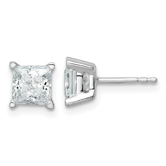 Princess Cut Lab Grown Diamond Stud Earrings 2.00 Ct. TCW in 14K Gold