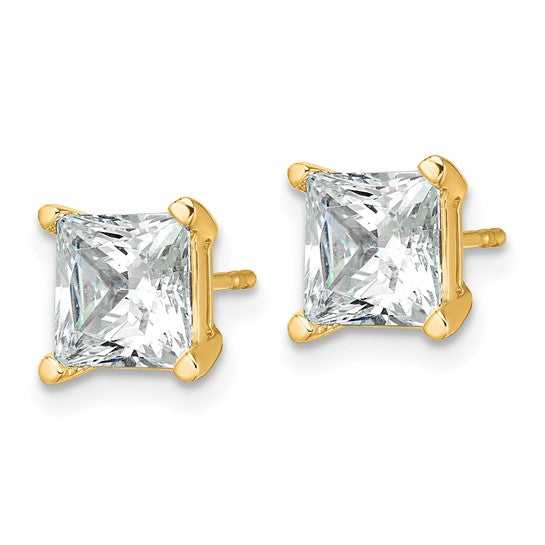 Princess Cut Lab Grown Diamond Stud Earrings 4.00 Ct. TCW in 14K Gold