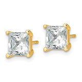 Princess Cut Lab Grown Diamond Stud Earrings 6.00 Ct. TCW in 14K Gold