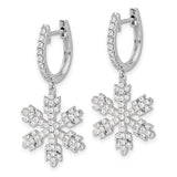 Snowflake Dangle Diamond Earrings 1.01 Ct in 14K White Gold