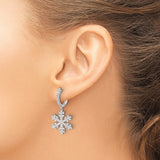 Snowflake Dangle Diamond Earrings 1.01 Ct in 14K White Gold