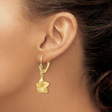 Plumeria Flower Hawaiian Gold Dangle Earrings in 14K Yellow Gold