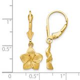 Plumeria Flower Hawaiian Gold Dangle Earrings in 14K Yellow Gold