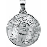 Face of Jesus Medal (Ecco Homo) Hollow 3 Sizes in 14K White or Yellow Gold
