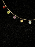 Multi Gemstone Station Necklace in 14K Yellow Gold