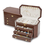 Jewelry Chest Matte Mahogany with Gold Tone Hardware