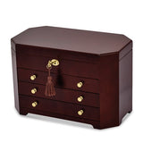 Jewelry Chest Matte Mahogany with Gold Tone Hardware