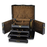 Jewelry Chest "Frangelica" Rich Walnut Burl Wood with Gold Tone Hardware