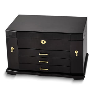 Jewelry Chest "Frangelica" Rich Walnut Burl Wood with Gold Tone Hardware